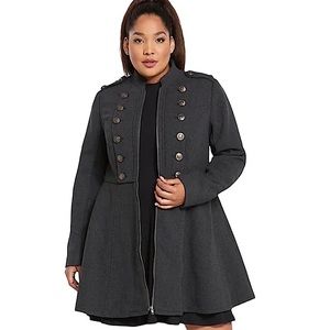 Torrid Charcoal Grey Military Jacket Coat